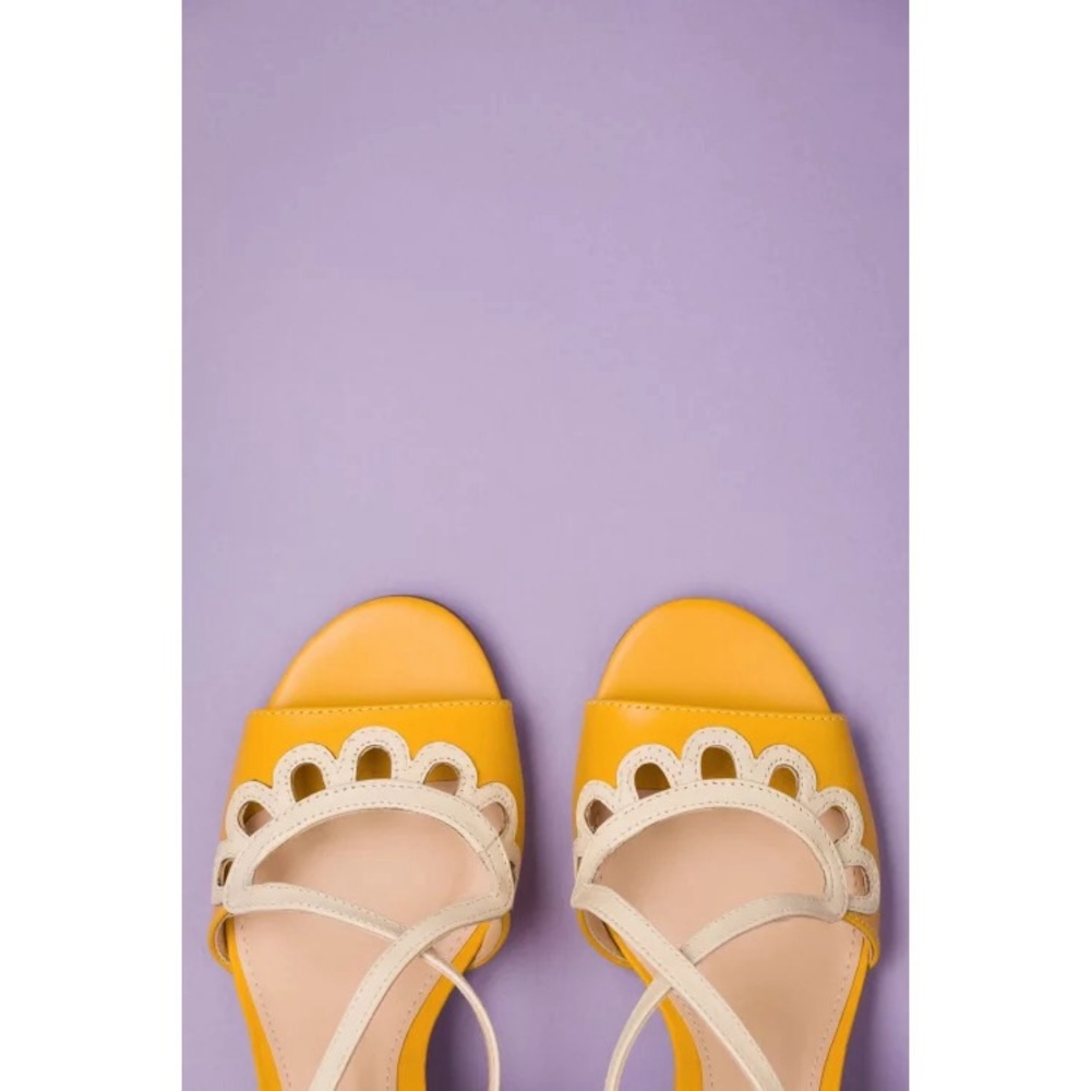 Chelsea Crew Black Label Judith High Heeled Sandals - Mustard - Picture 4 of 5